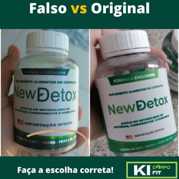 New Detox da Shopee não é confiável e sim falso. Ao lado vemos o original do site oficial